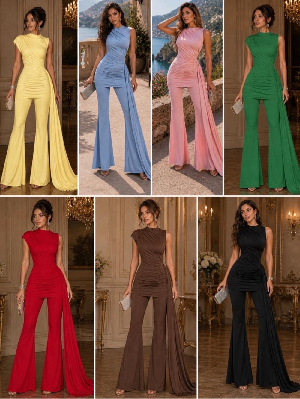 2PCs One-Shoulder Ruched Pant Set - Picture 5 of 12